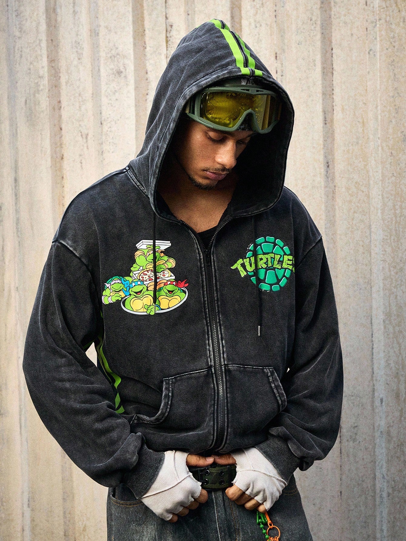Men's TMNT Printed Zip-Up Hooded Sweatshirt
