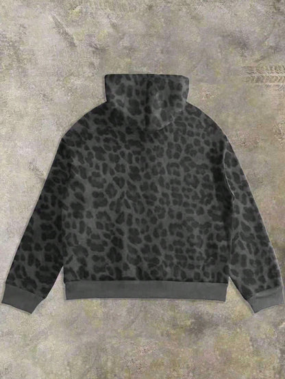 Dauomo Men Casual Leopard Print Hoodie