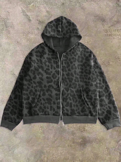 Dauomo Men Casual Leopard Print Hoodie