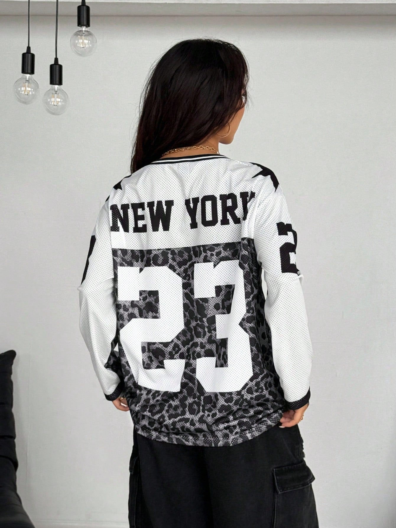 Unisex Grey Oversized Long Sleeve V-Neck Jersey