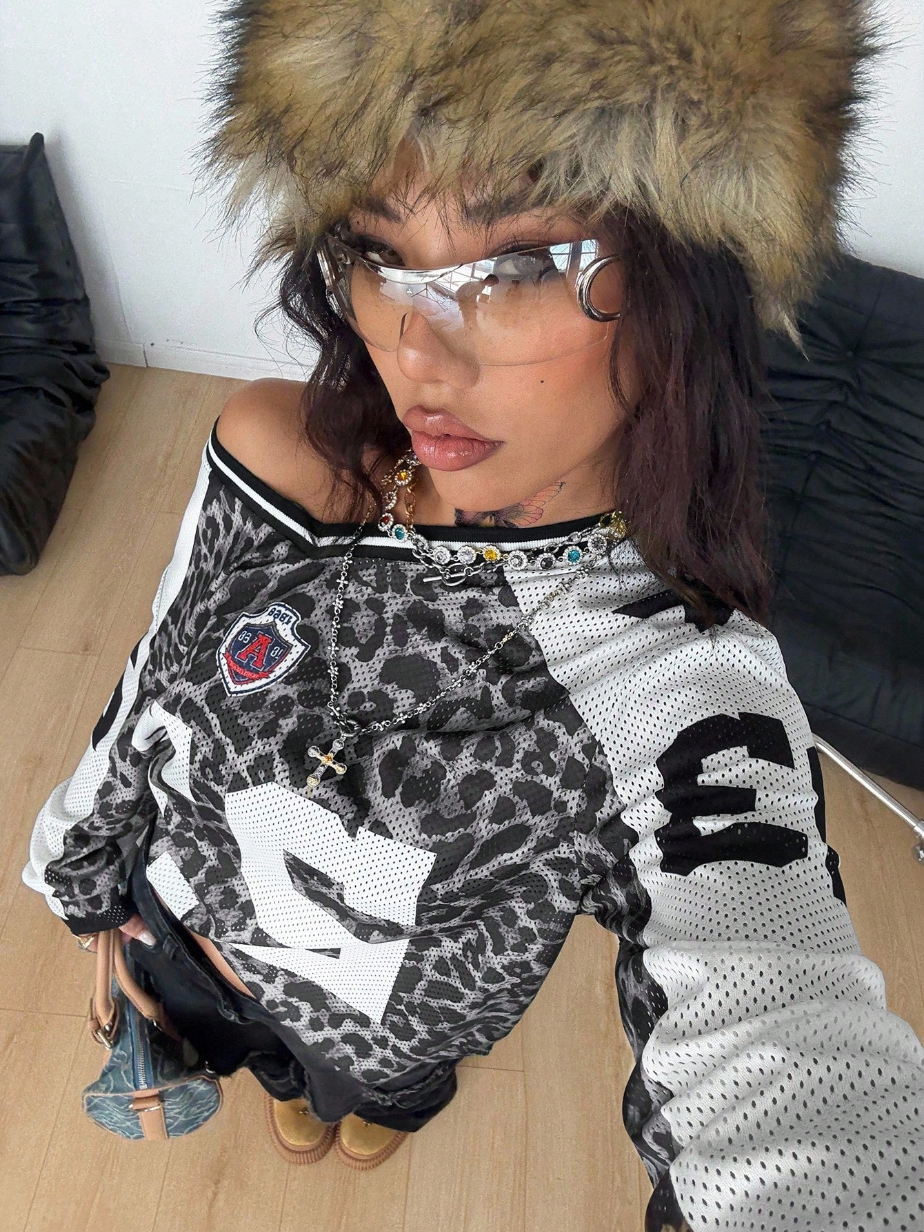 Unisex Grey Oversized Long Sleeve V-Neck Jersey