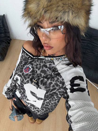 Unisex Grey Oversized Long Sleeve V-Neck Jersey