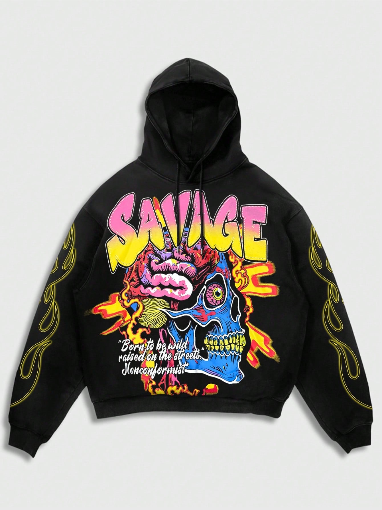 Men Streetwear Flame Head Sweatshirt