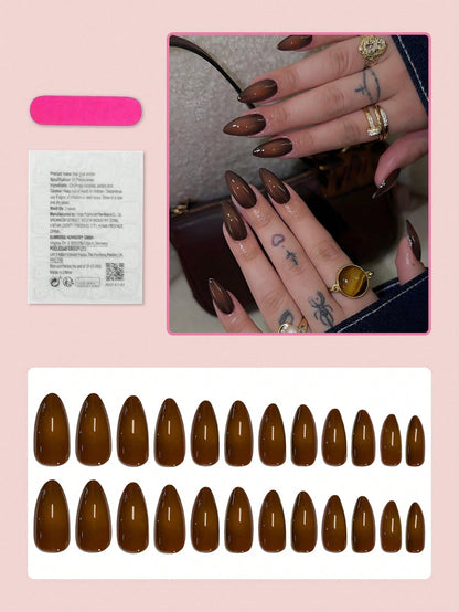 Ombre Brown Almond Press-On Nails