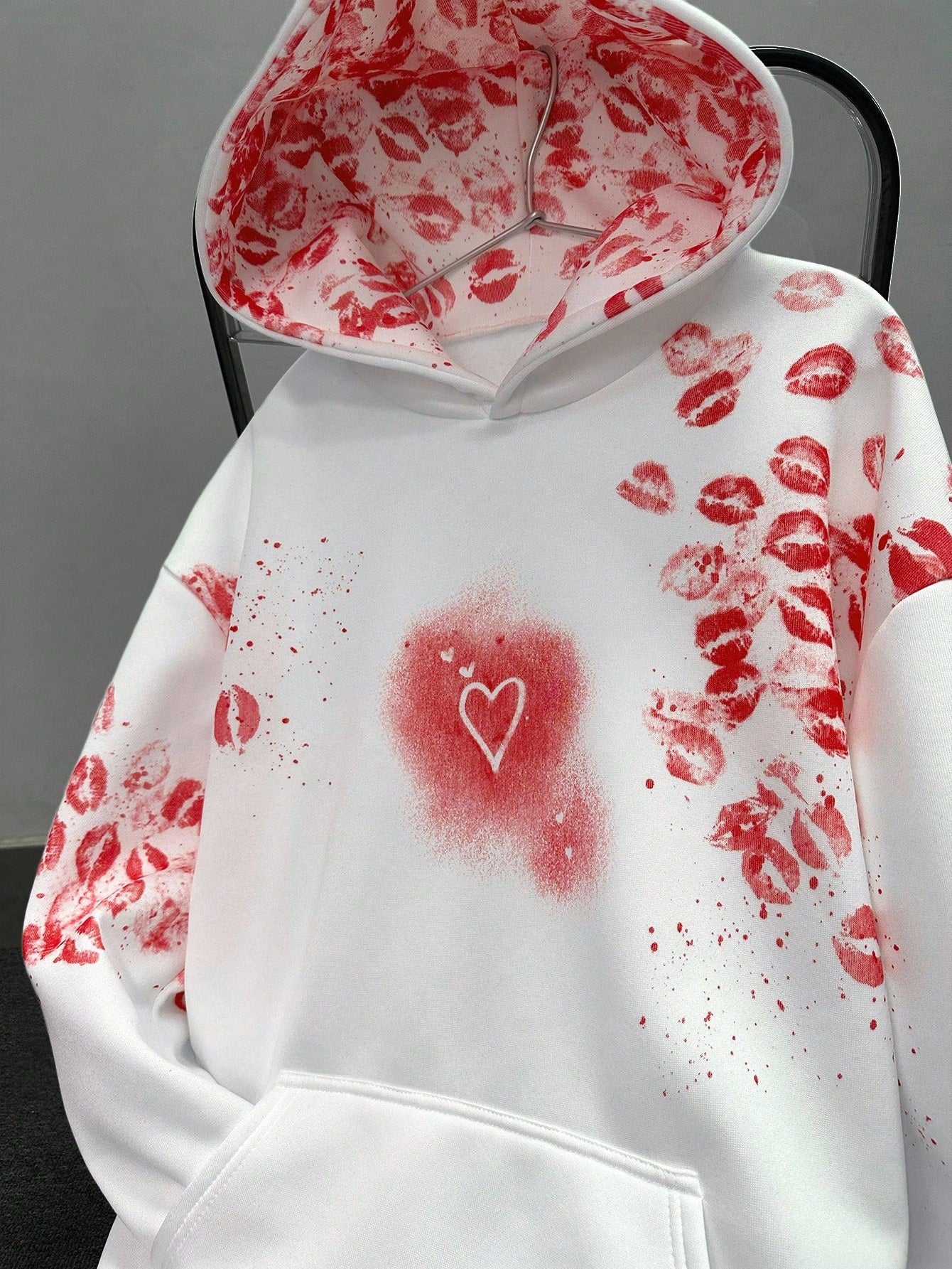 Men's Random Abstract Graphic Print Long Sleeve Hoodie