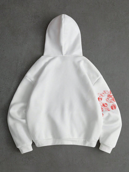 Men's Random Abstract Graphic Print Long Sleeve Hoodie