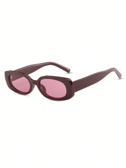 Retro Burgundy Oval Small Frame Fashion Glasses