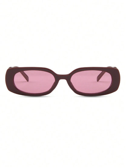 Retro Burgundy Oval Small Frame Fashion Glasses