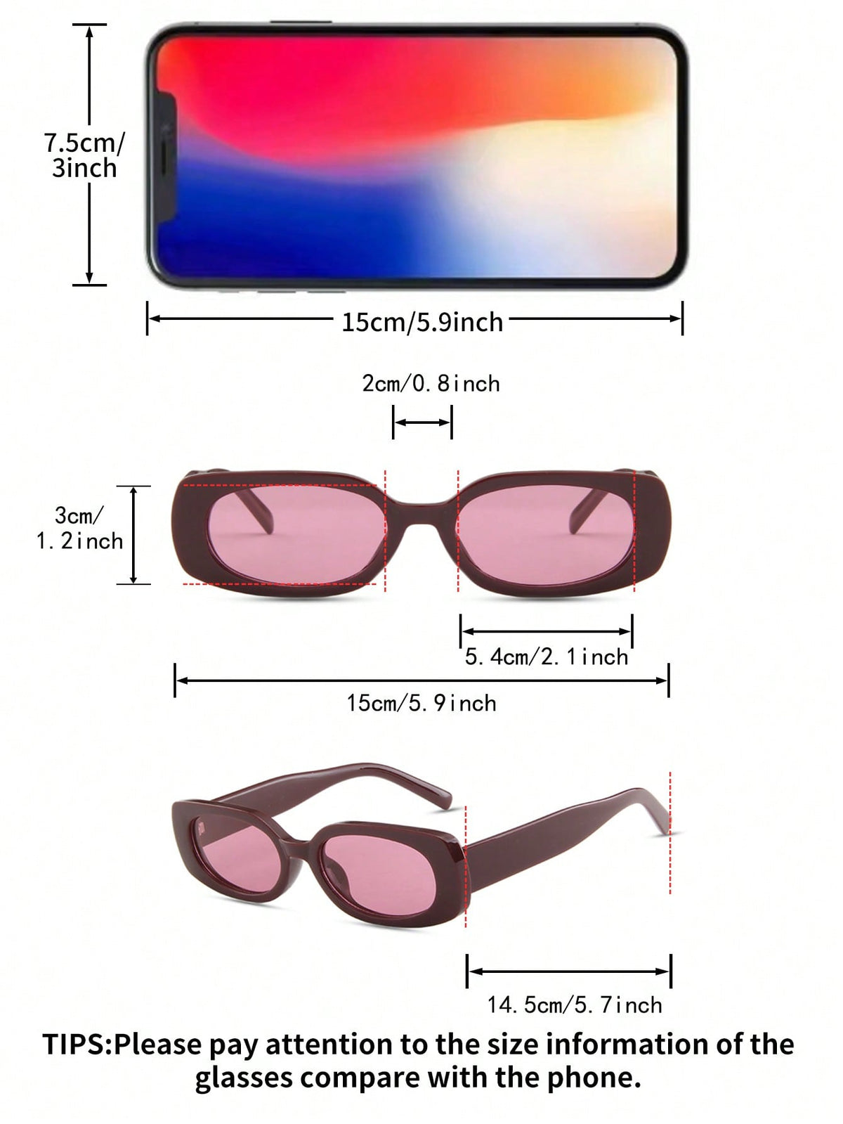 Retro Burgundy Oval Small Frame Fashion Glasses