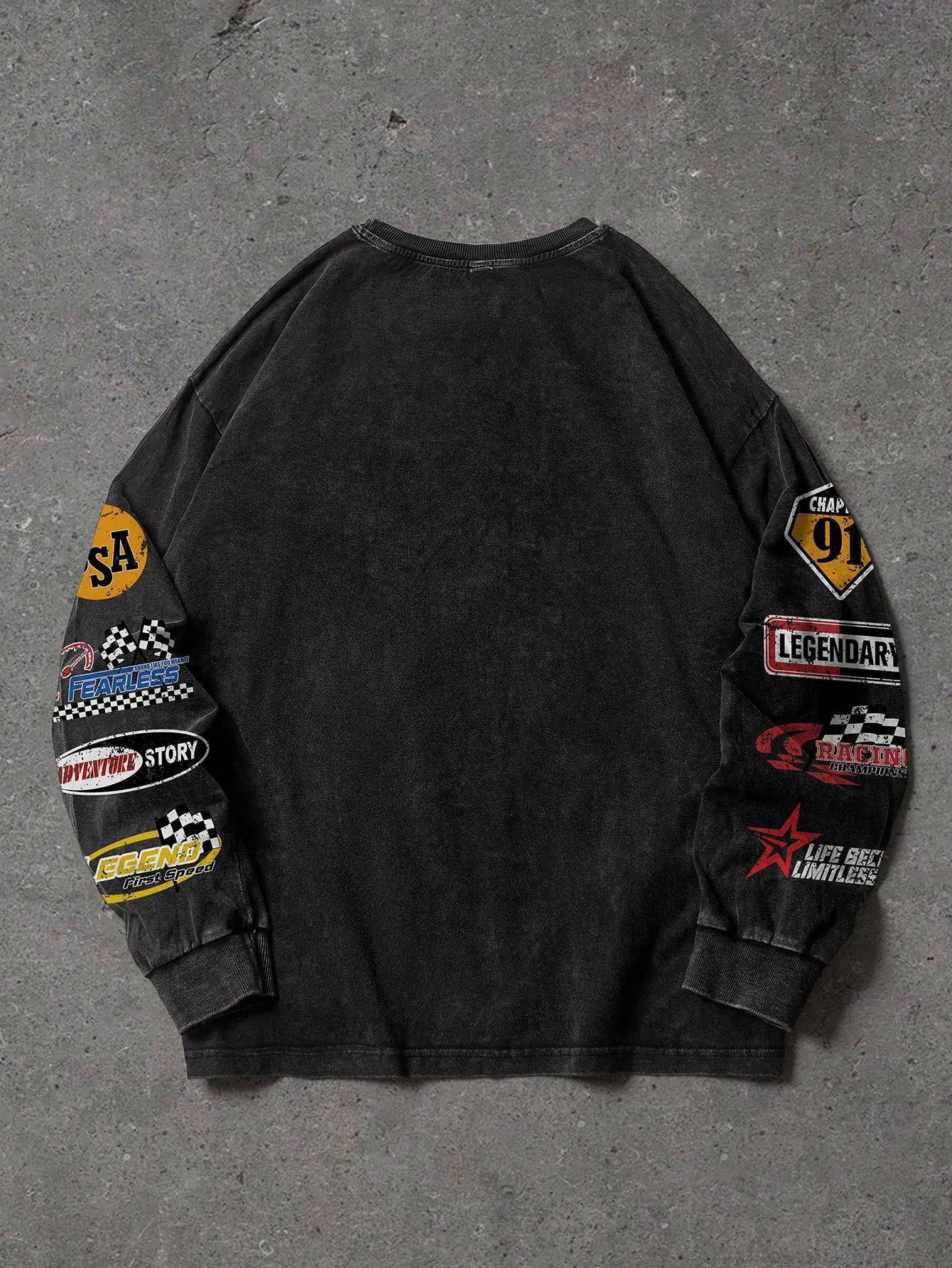 EMRG Men Dark Grey Slogan Drop Shoulder Top