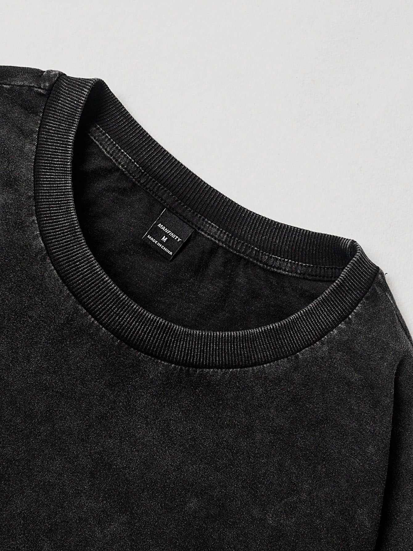 EMRG Men Dark Grey Slogan Drop Shoulder Top