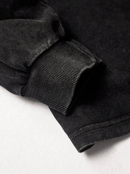 EMRG Men Dark Grey Slogan Drop Shoulder Top