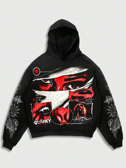 Men's Eye Graphic Print Short Hoodie