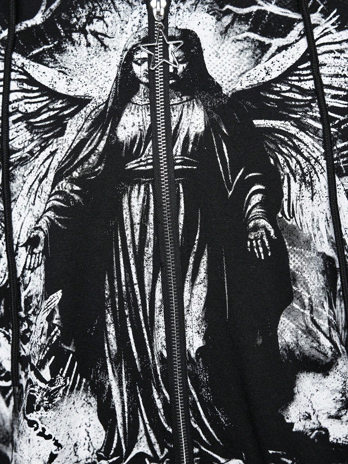 Grunge Punk Virgin Mary Thorn Fleece Hoodie