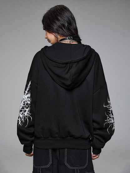 Grunge Punk Virgin Mary Thorn Fleece Hoodie
