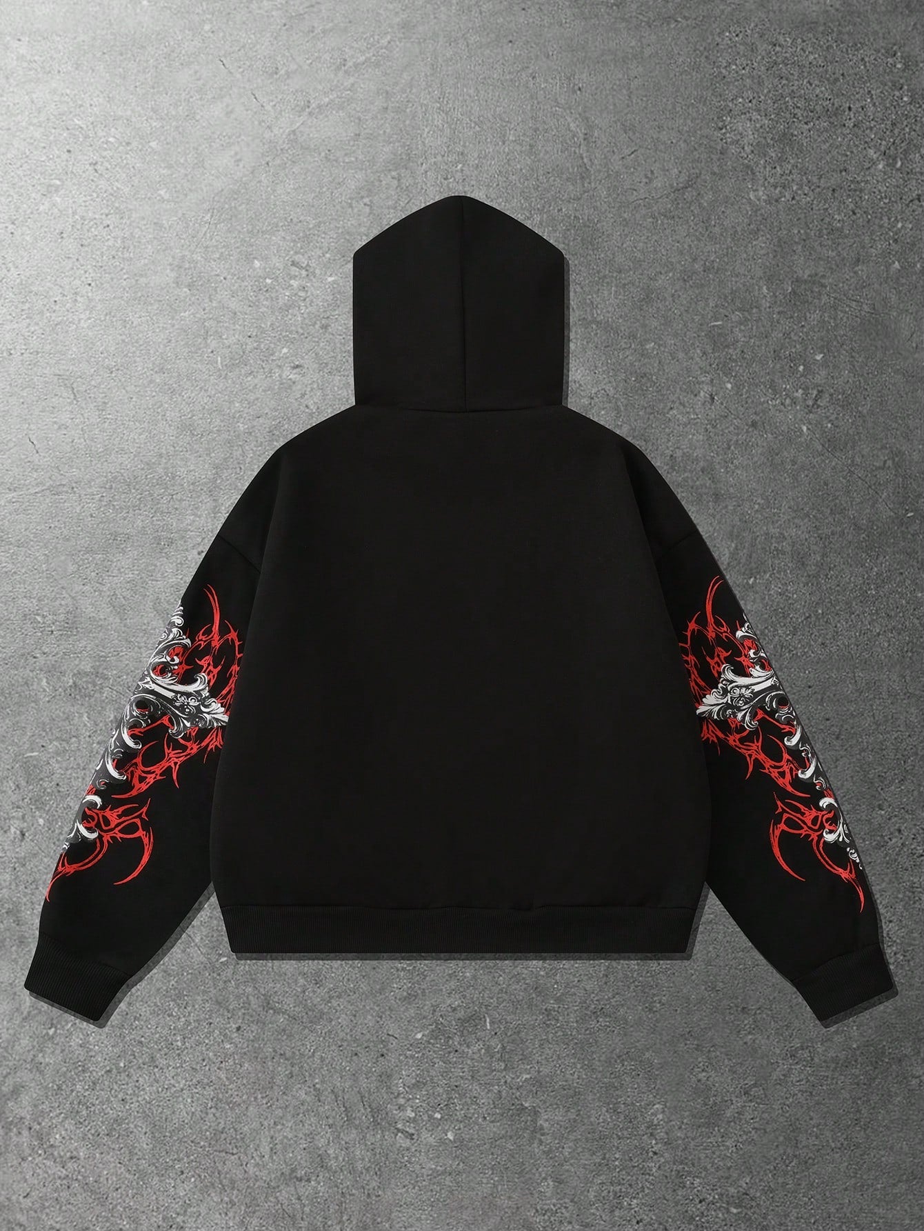 Men Goth Skull Loose Cropped Hoodie