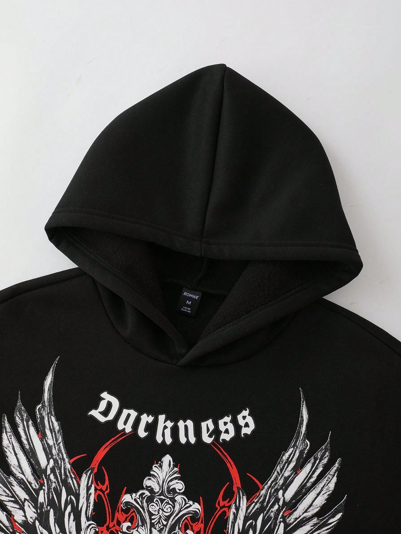 Men Goth Skull Loose Cropped Hoodie