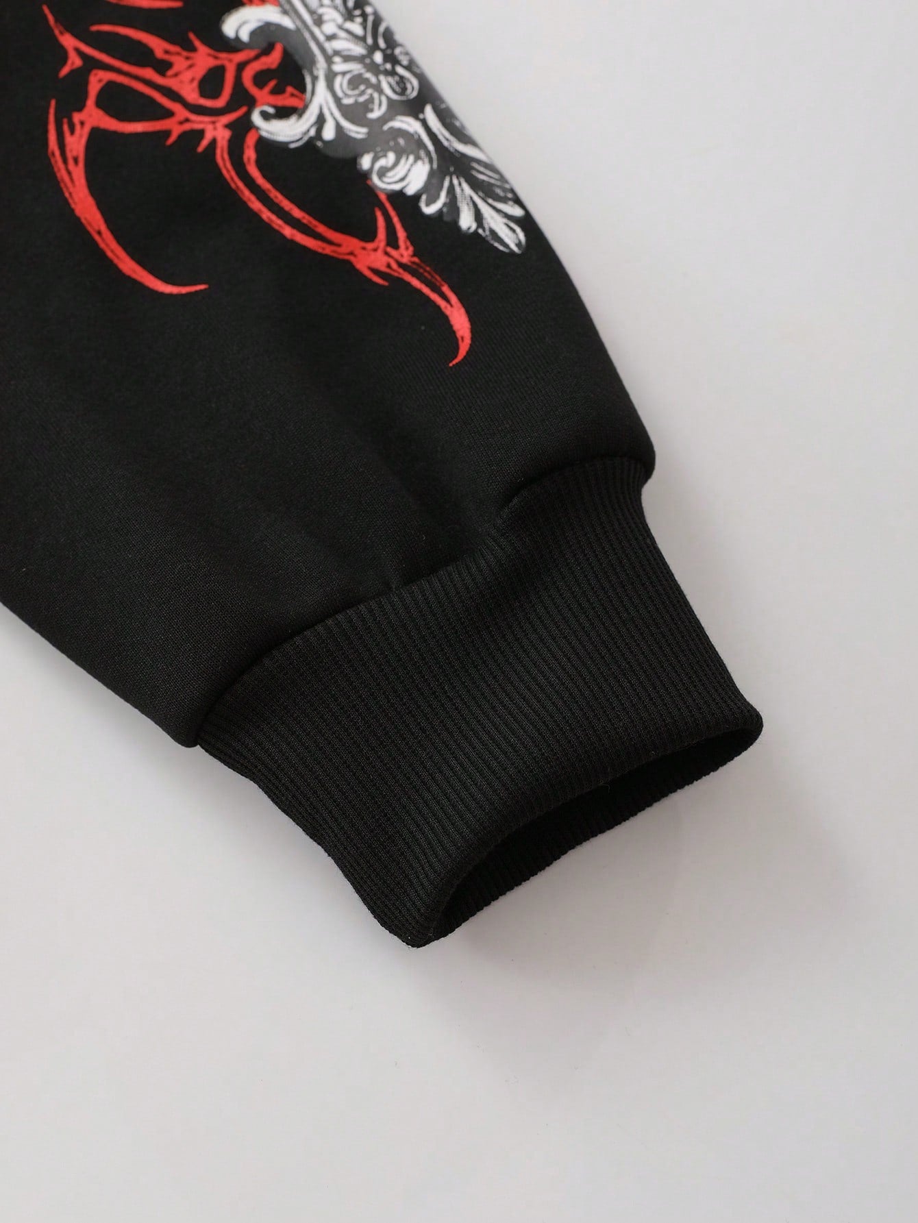 Men Goth Skull Loose Cropped Hoodie