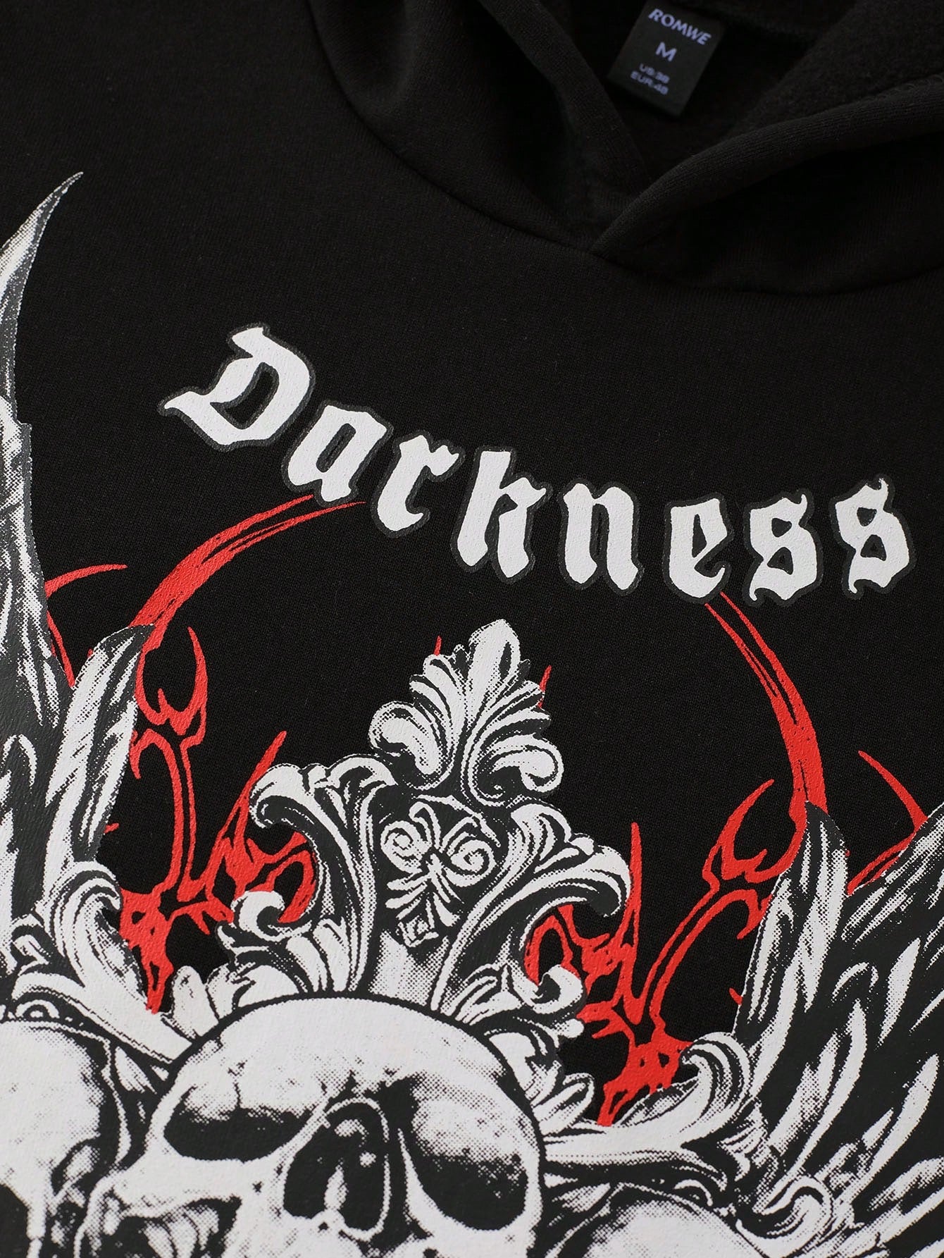 Men Goth Skull Loose Cropped Hoodie