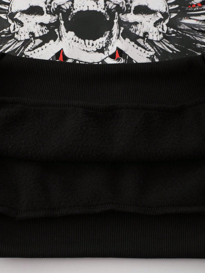 Men Goth Skull Loose Cropped Hoodie