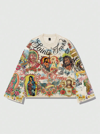 Men Graphic Long Sleeve Couple Tee