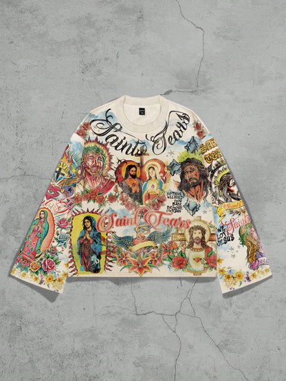 Men Graphic Long Sleeve Couple Tee