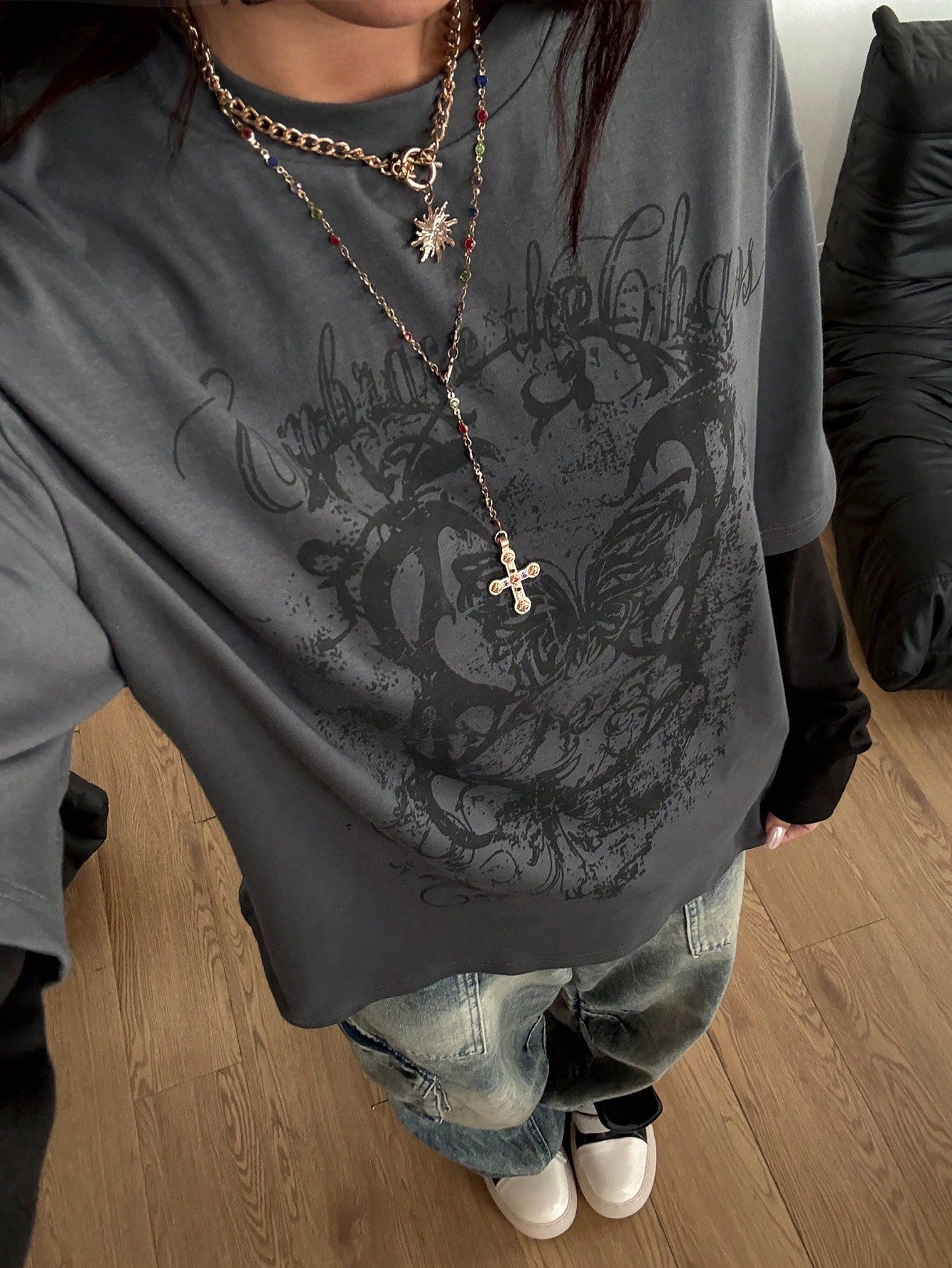 Y2K Grunge Oversized Long Sleeve Tee