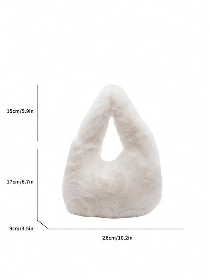 Fashionable Y-Shaped Plush Tote Bag Cute Winter Handbag