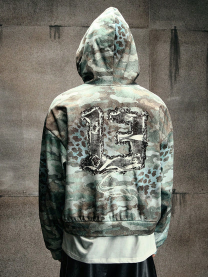 Men's Vintage Distressed Camo Hip Hop Sweatshirt