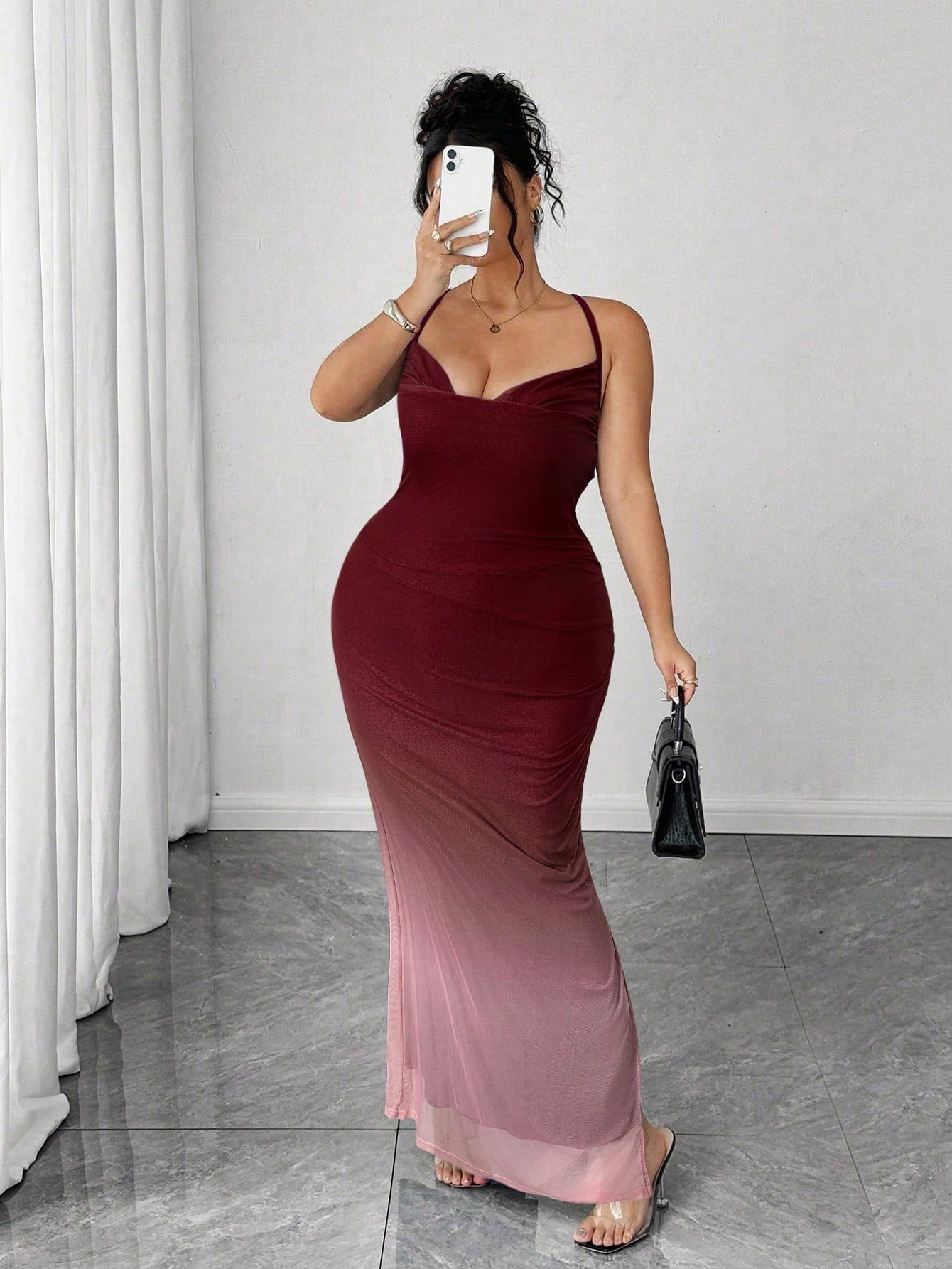 Multicolor All Over Print Spaghetti Strap Bodycon Midi Dress