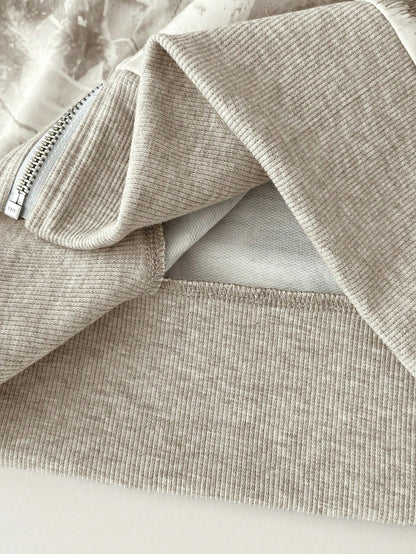 Women's Gray Patchwork Fur Zip Hoodie