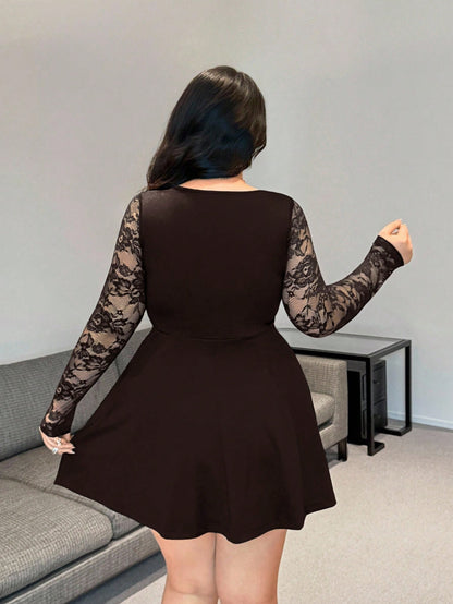 Brown Sweetheart Neck A-Line Knee Length Dress