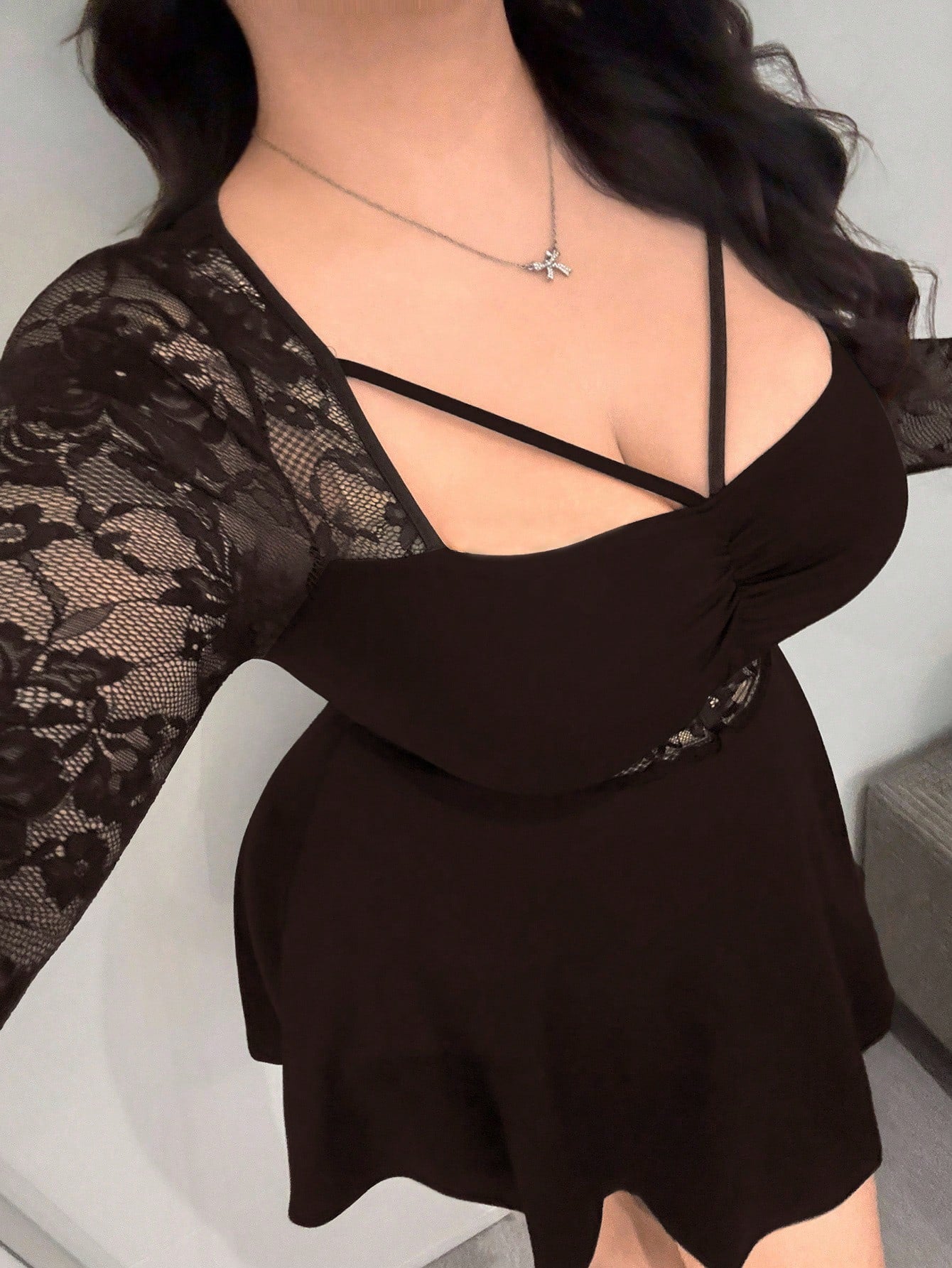 Brown Sweetheart Neck A-Line Knee Length Dress