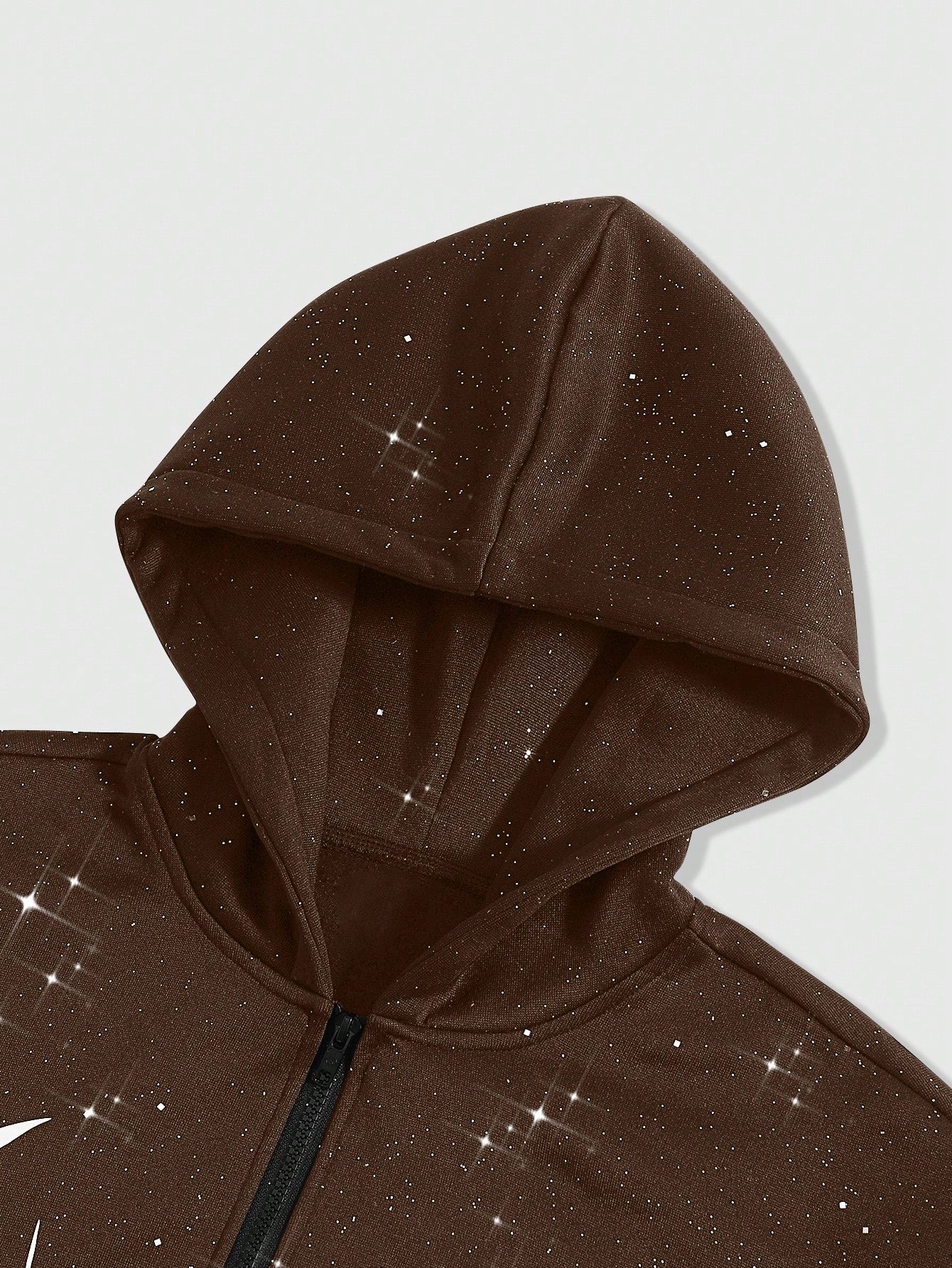Men's Shiny Gothic Print Zip-Front Y2K Long Sleeve Hoodie