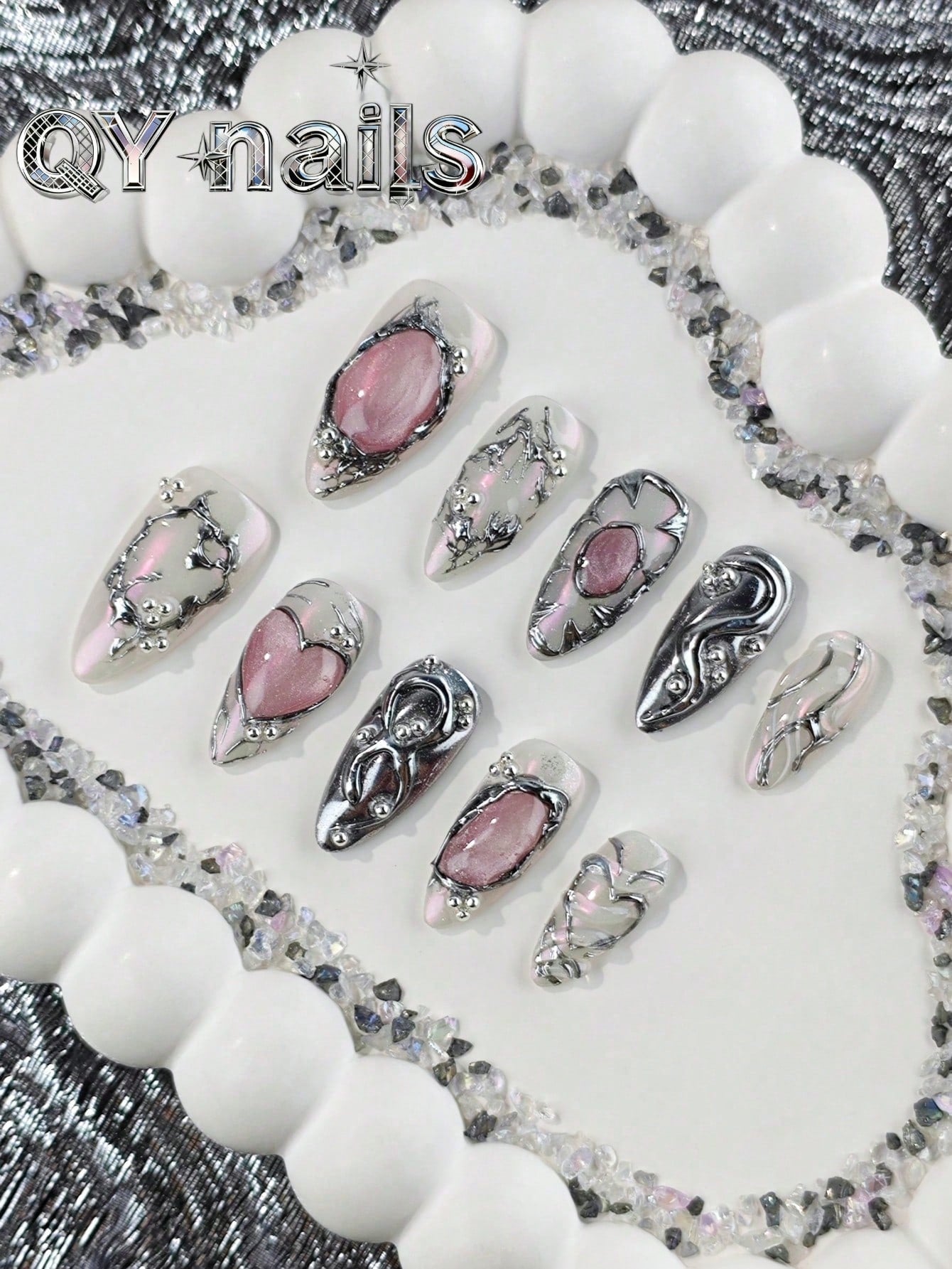 Handmade Purple Almond Mid-Length Press-On Nails