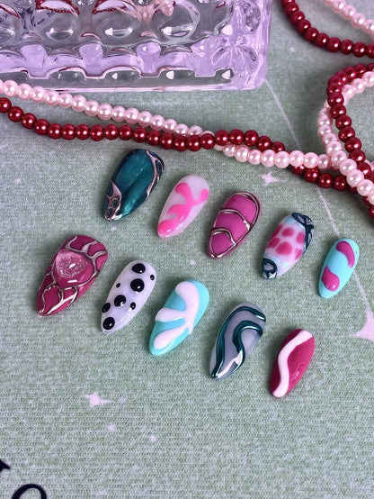Pink & Blue Gradient Glitter Press-On Nails