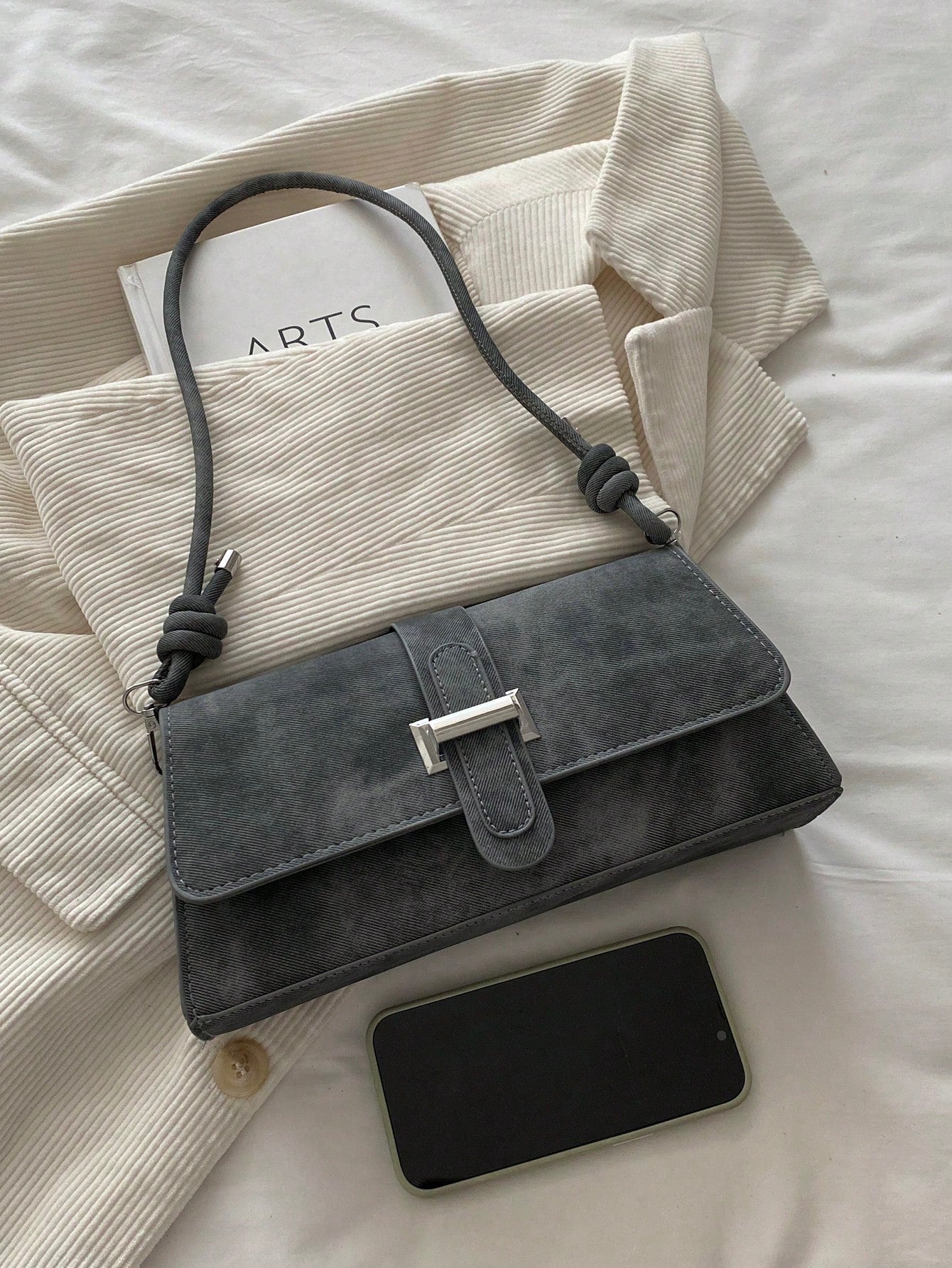 Elegant Metal Decor Shoulder Handbag for Work & Party