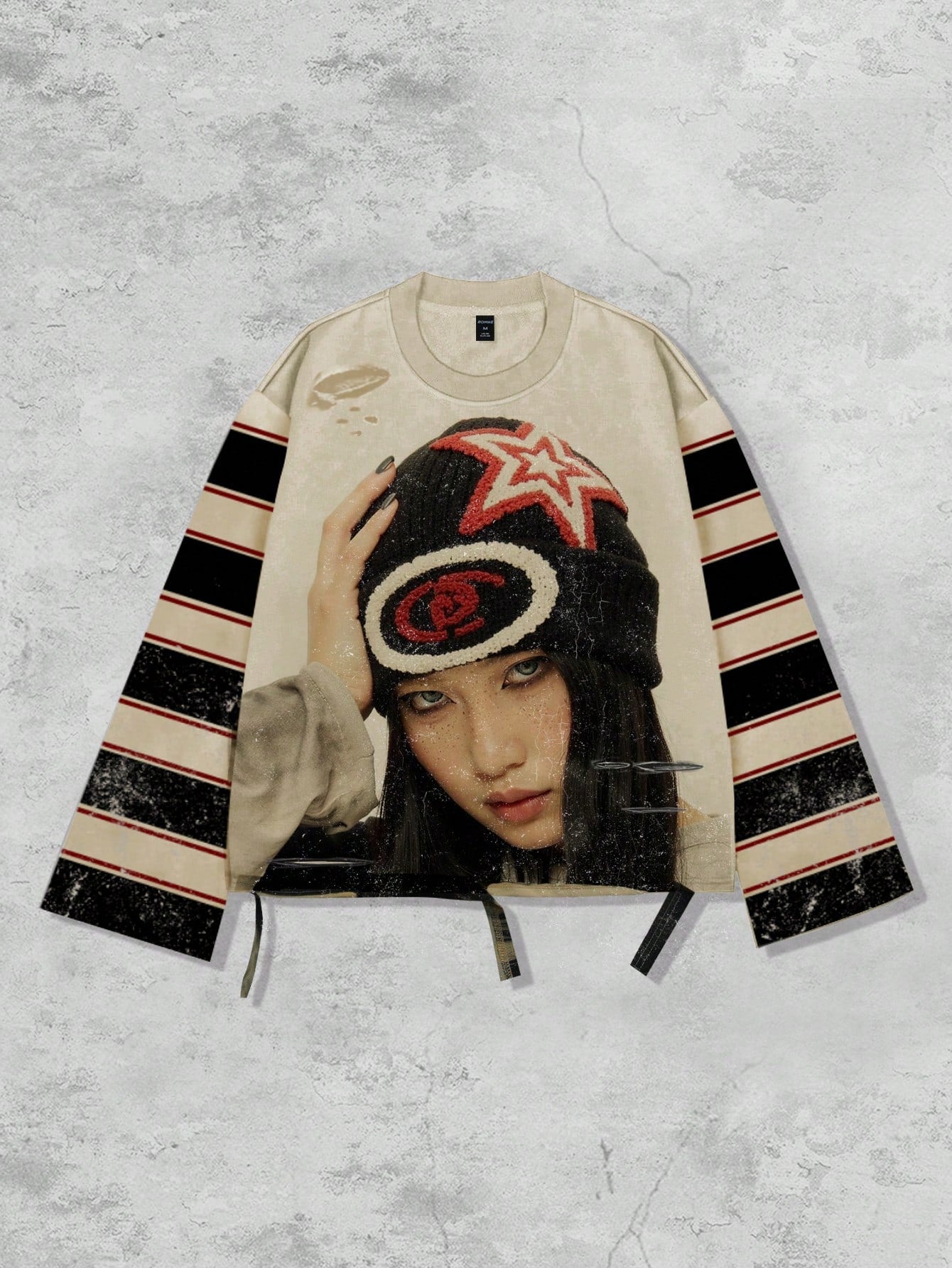 Men Distressed Anime Graphic Tee