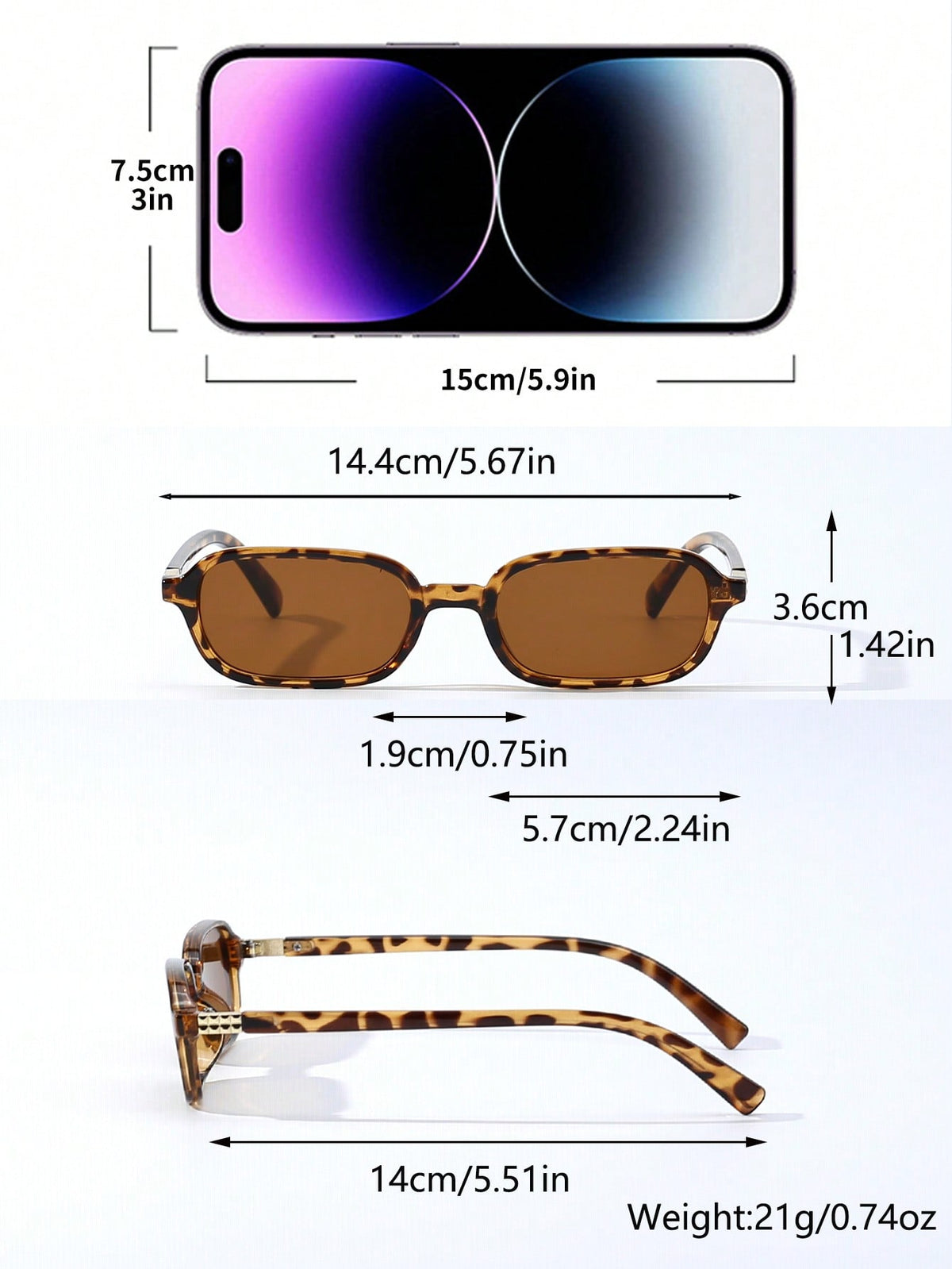 Retro Small Rectangle Street Style Fashion Glasses