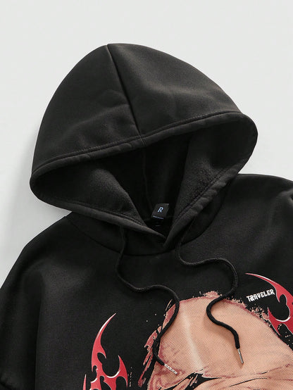 Men Streetwear Graphic Print Hoodie