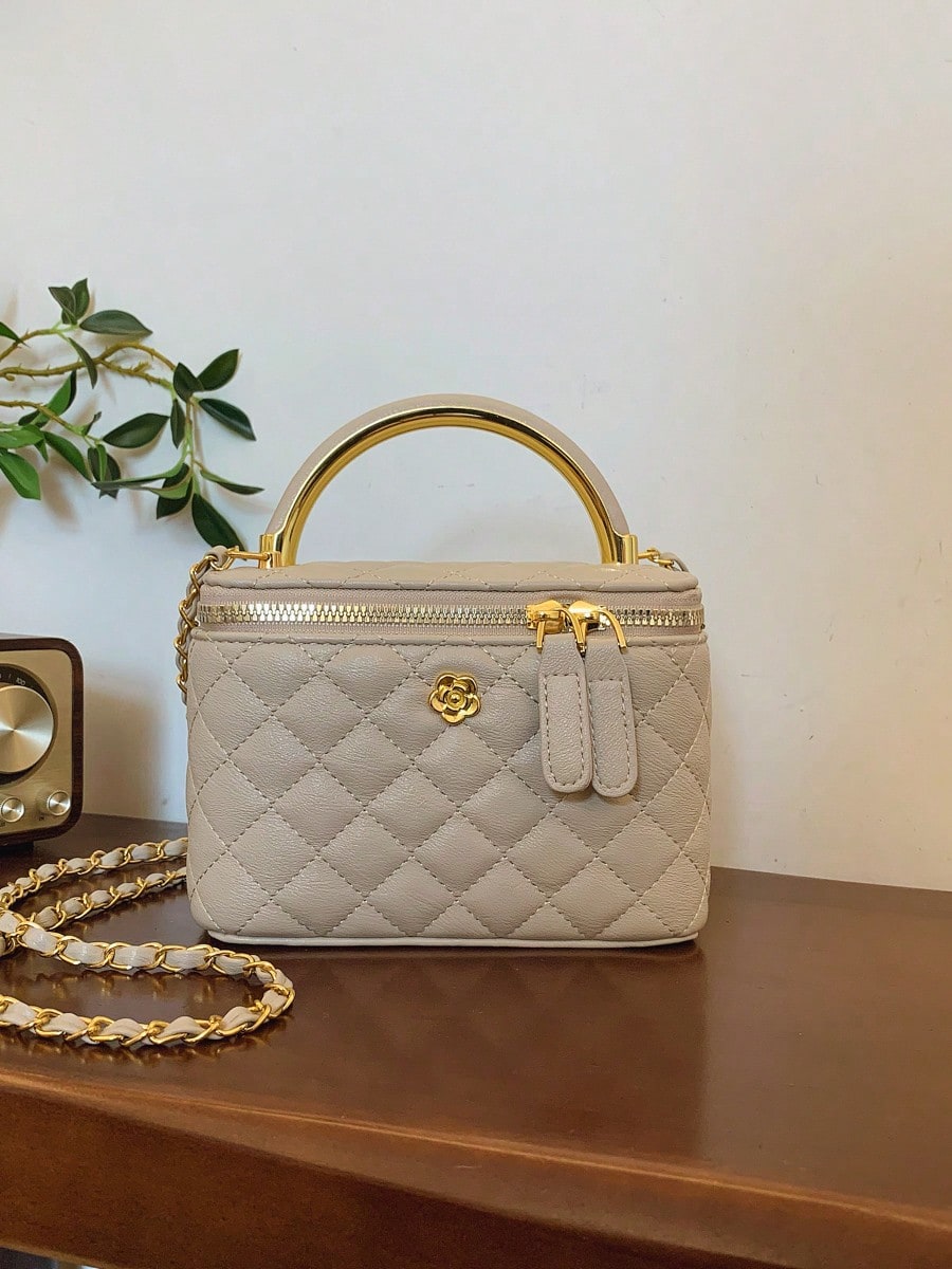 Embroidered Checkered Small Square Handheld Bag