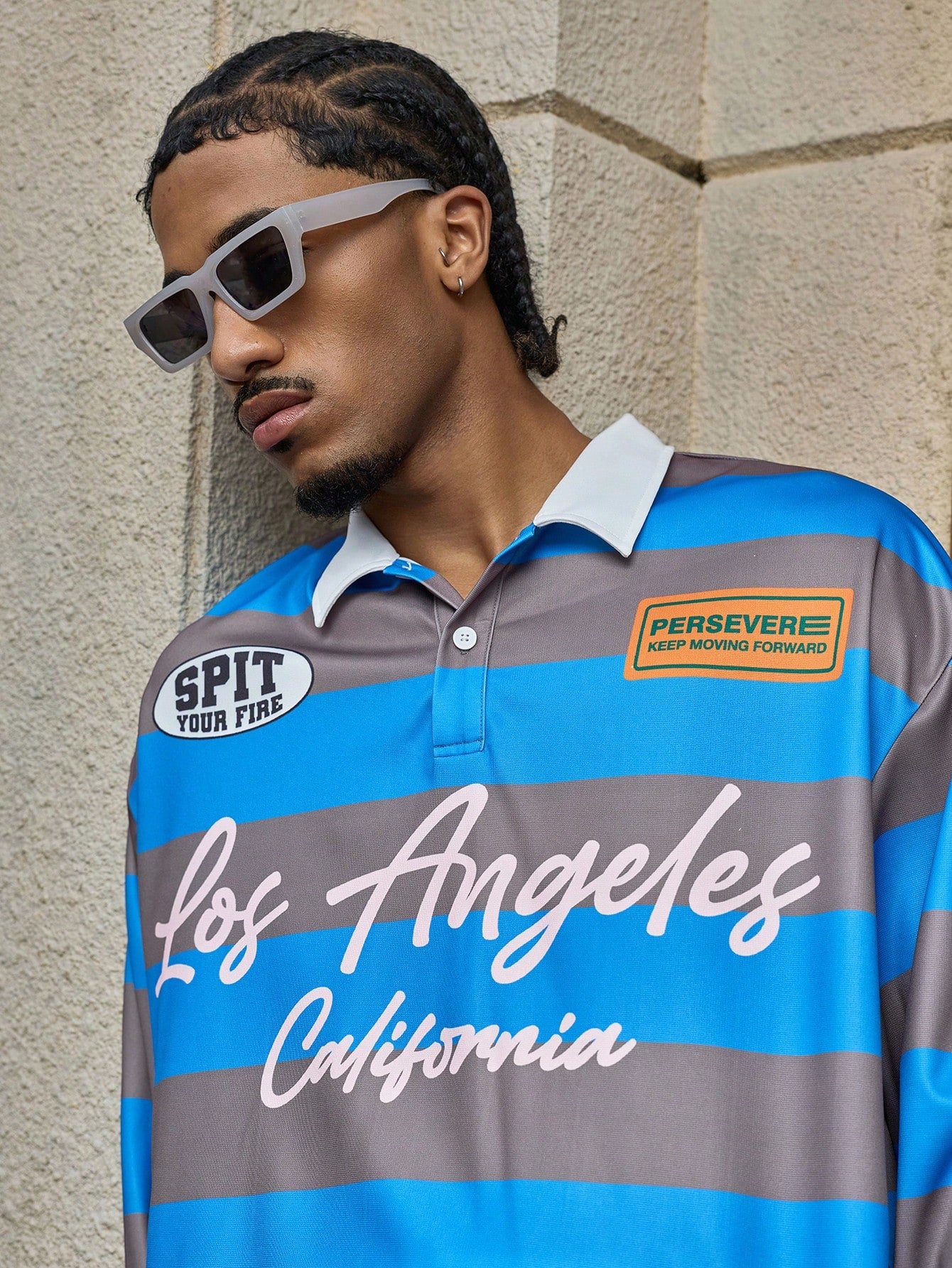 Men's Colorblock Striped Casual Polo Shirt