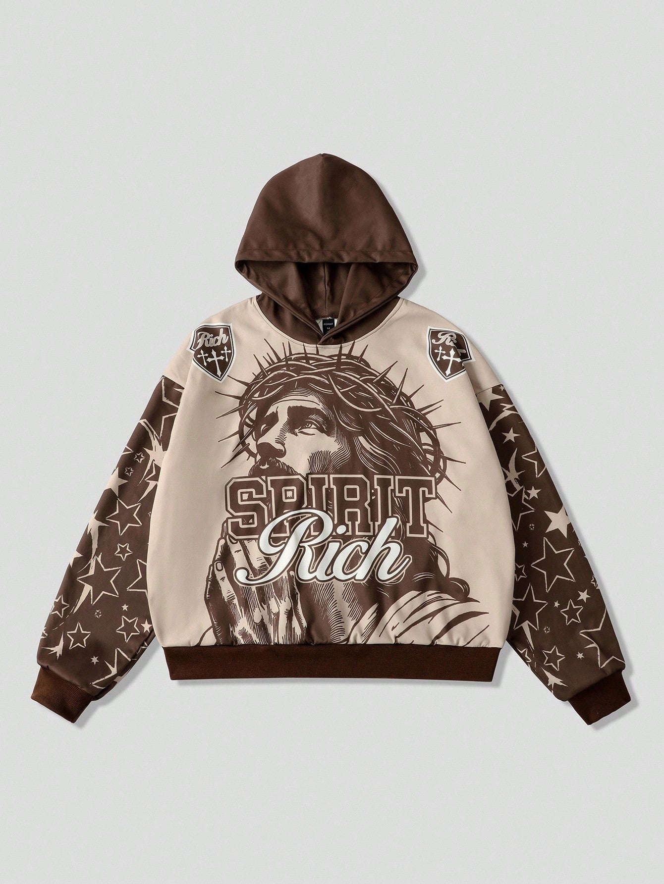 Men's Jesus Print Loose Fit Hoodie