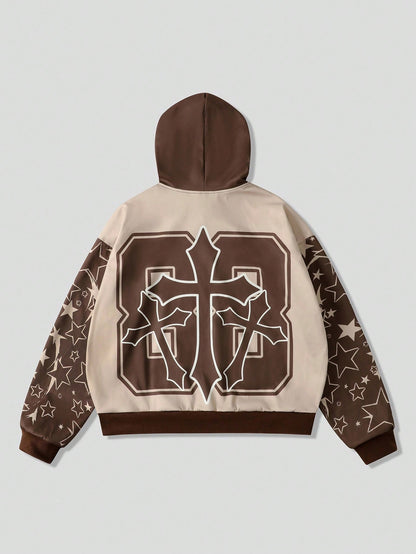Men's Jesus Print Loose Fit Hoodie