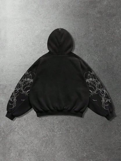 Men Goth Skull Cross Y2K Casual Hoodie