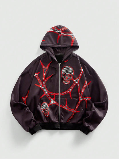 Men's Skull Print Anime Hoodie Sweatshirt