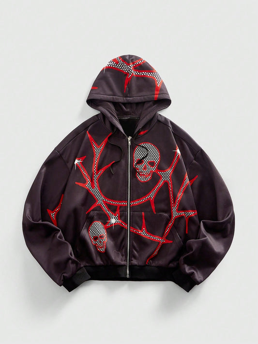 Men's Skull Print Anime Hoodie Sweatshirt