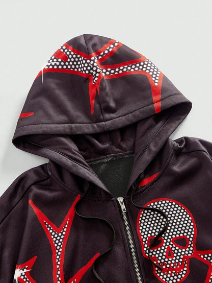 Men's Skull Print Anime Hoodie Sweatshirt