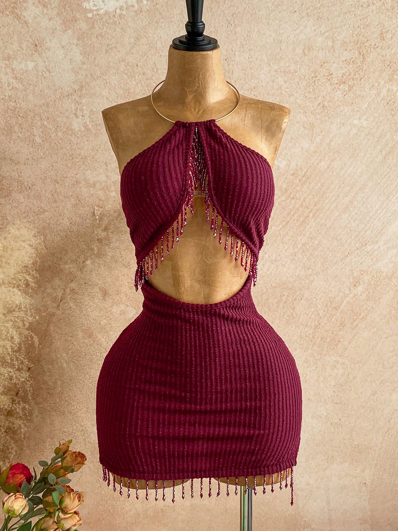 Women's Sexy Halter Knit Mini Dress