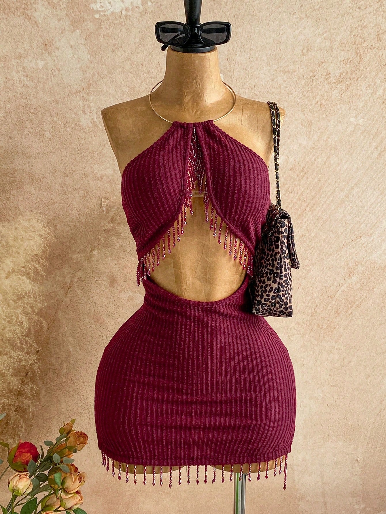 Women's Sexy Halter Knit Mini Dress